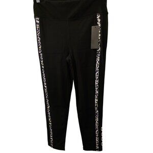 Bebe Womens Printed Insert Leggings Black Leopard High Waist